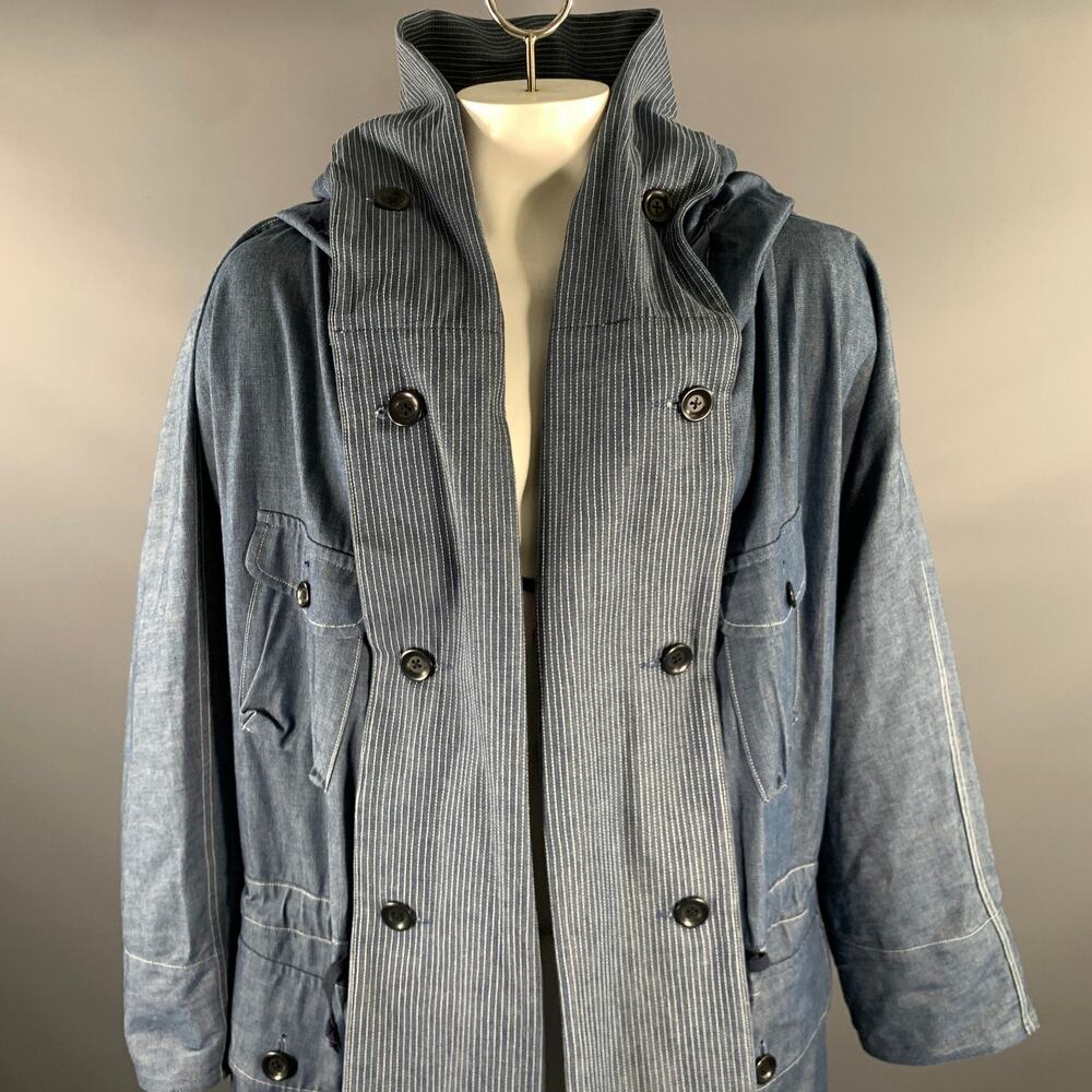 KAPITAL Size L Indigo Cotton Hooded Traggle Ring Coat - Picture 2 of 10
